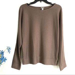 A New Day Women’s Taupe / Gray Casual Fit Dolman Long Sleeve Rib Knit Top